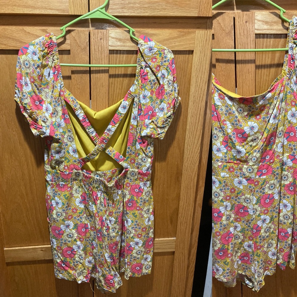 Lily Rose large juniors retro 70s jumper romper pockets sz 8/10 mustard orange